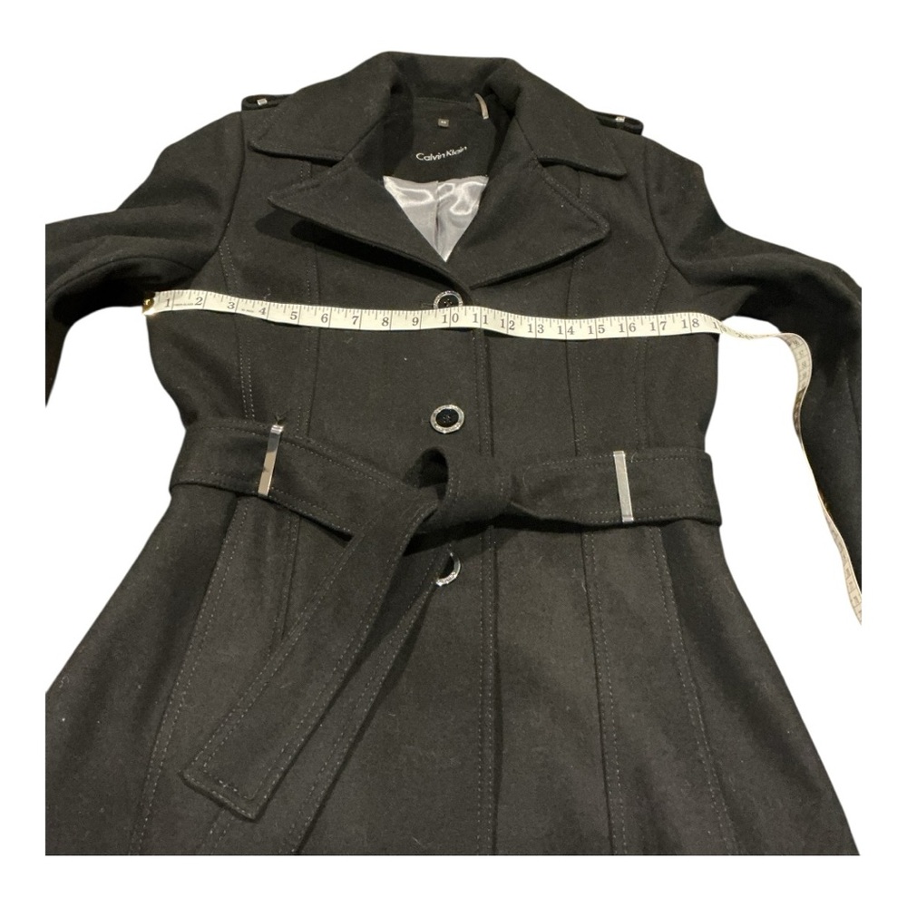 Calvin Klein Women’s Wool Blend Belted Trench Coat – Size XS – Black - Picture 6 of 12